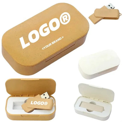 4GB Eco Friendly Wheat Straw USB Flash Drive Box Set