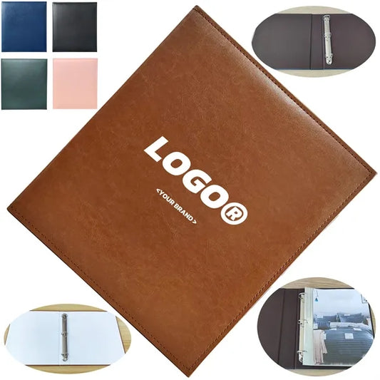 PU Leather A4 Document Binder Folder With Ring Mechanism