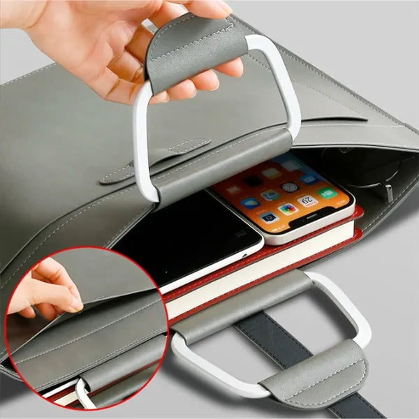 PU Leather Waterproof A4 Business File Bag With Handle