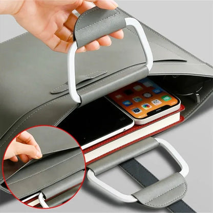 PU Leather Waterproof A4 Business File Bag With Handle
