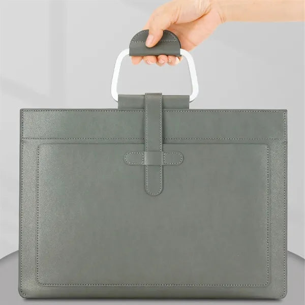 PU Leather Waterproof A4 Business File Bag With Handle