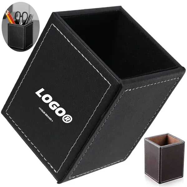 Leather Desktop Pencil Holder For Office And School Use