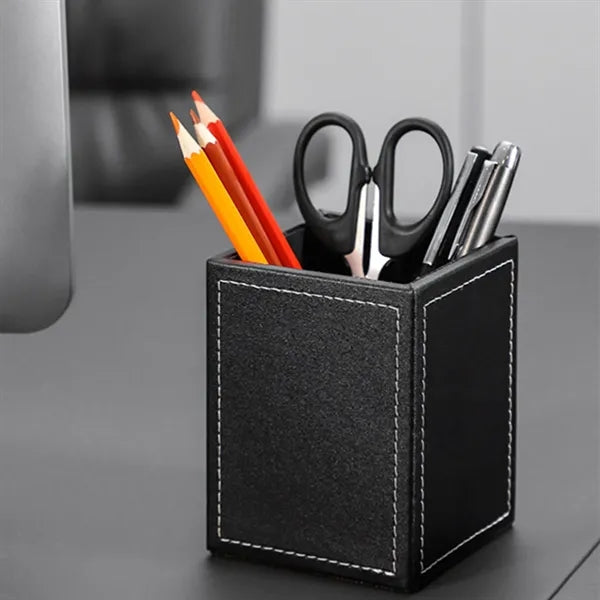 Leather Desktop Pencil Holder For Office And School Use