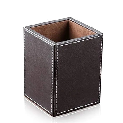 Leather Desktop Pencil Holder For Office And School Use