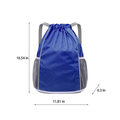 Drawstring Waterproof Sports Backpack With Side Mesh Pockets