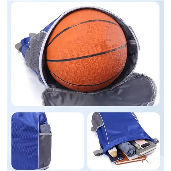 Drawstring Waterproof Sports Backpack With Side Mesh Pockets
