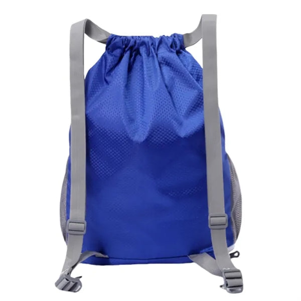 Drawstring Waterproof Sports Backpack With Side Mesh Pockets