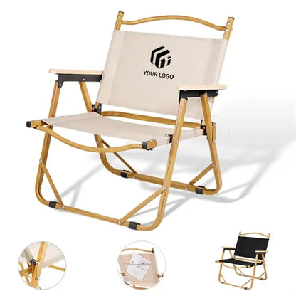 Lightweight Wood Grain Folding Camping Chair with Net Bag