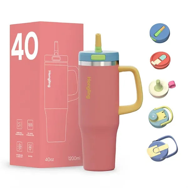 40OZ MultiFunction Stainless Steel Travel Mug Various lids
