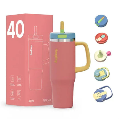 40OZ MultiFunction Stainless Steel Travel Mug Various lids