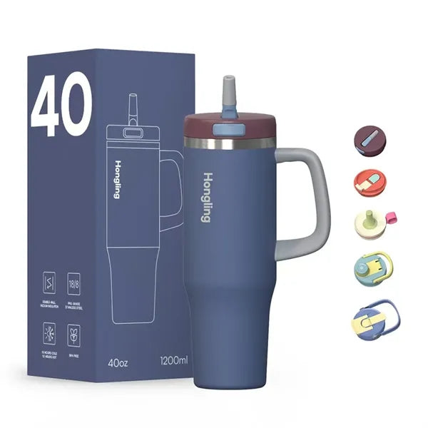 40OZ MultiFunction Stainless Steel Travel Mug Various lids
