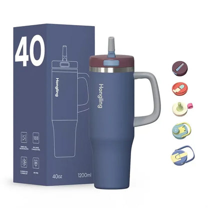 40OZ MultiFunction Stainless Steel Travel Mug Various lids