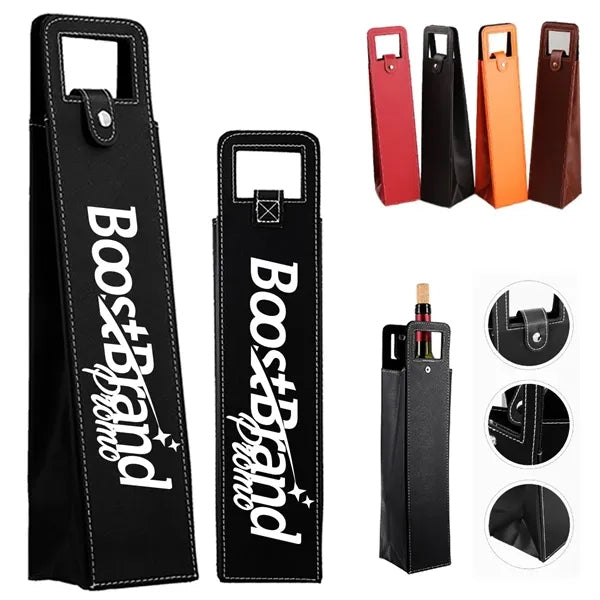 Luxury PU Leather Wine Bottle Gift Bag