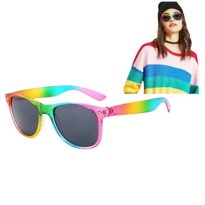 Rainbow Color Rectangle Frame Sunglass