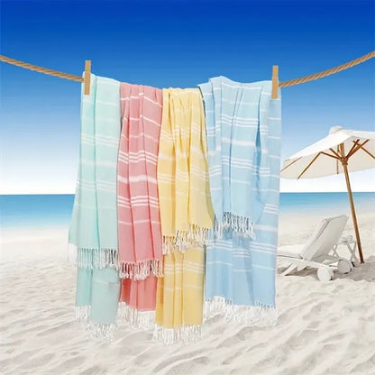 Turkish Striped Fringed Beach Sand Free Towel
