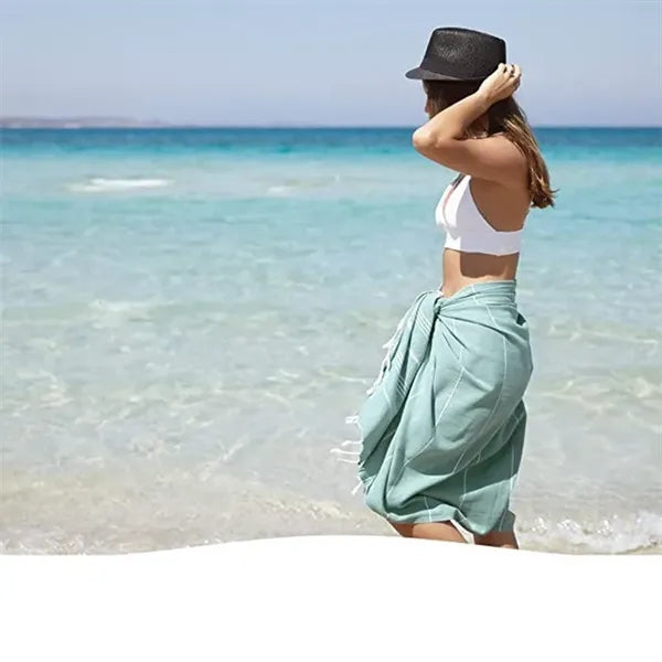 Turkish Striped Fringed Beach Sand Free Towel