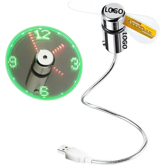 LED Clock Fan with Real Time Display Function
