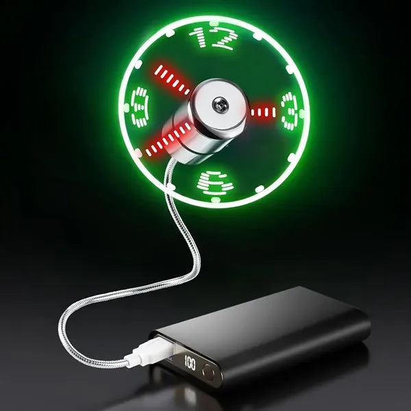 LED Clock Fan with Real Time Display Function