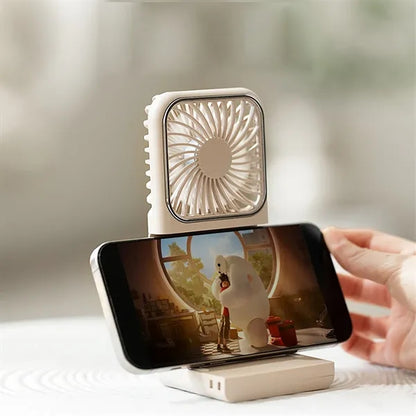 Portable Foldable Rechargeable Fan with Mirror