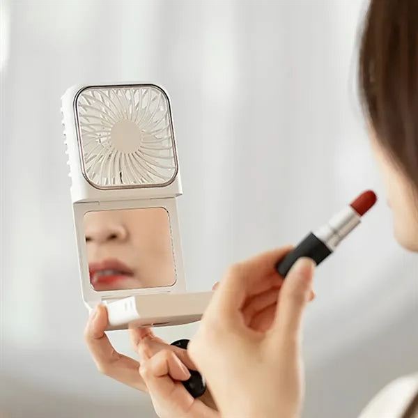 Portable Foldable Rechargeable Fan with Mirror