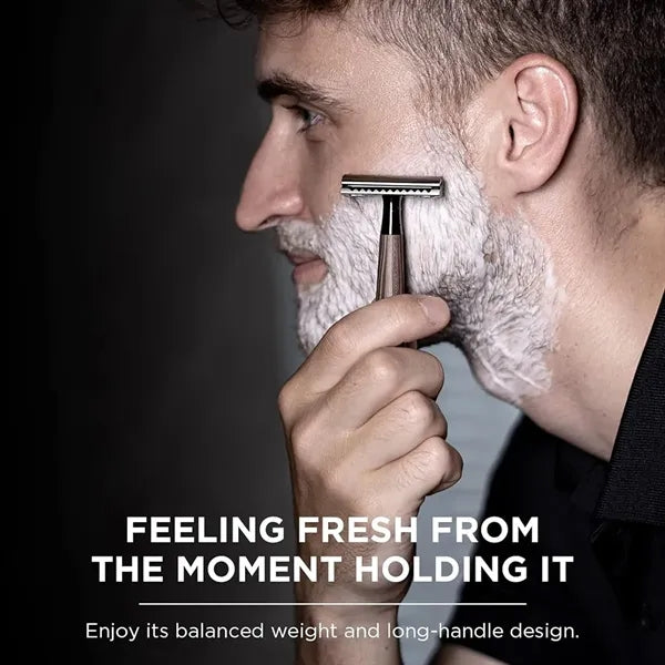 Double Edge Safety Razor with Wood Grain Handle