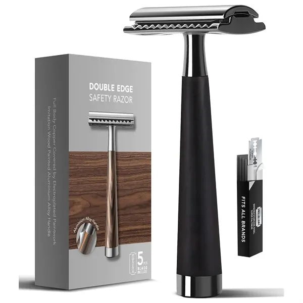 Double Edge Safety Razor with Wood Grain Handle