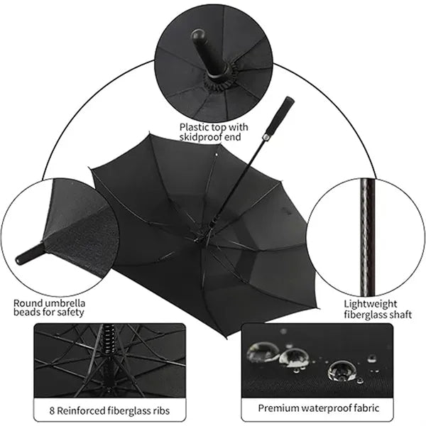 Double Canopy Vented Windproof Automatic Open Golf Umbrella