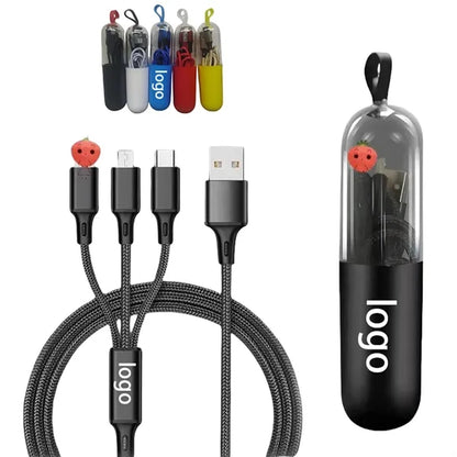 3 In 1 Usb Nylon Braided Fast Charging Cable