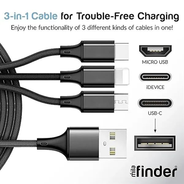 3 In 1 Usb Nylon Braided Fast Charging Cable