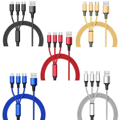 3 In 1 Usb Nylon Braided Fast Charging Cable
