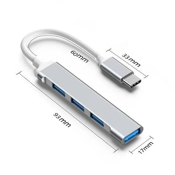 Type-C 3.0 Hub, 4-In-1 Usb-C Adapter With 3 Usb Ports