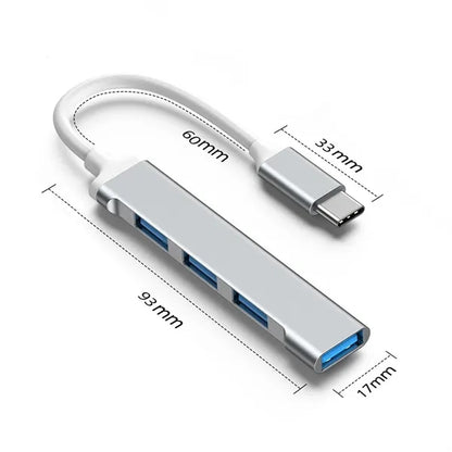 Type-C 3.0 Hub, 4-In-1 Usb-C Adapter With 3 Usb Ports