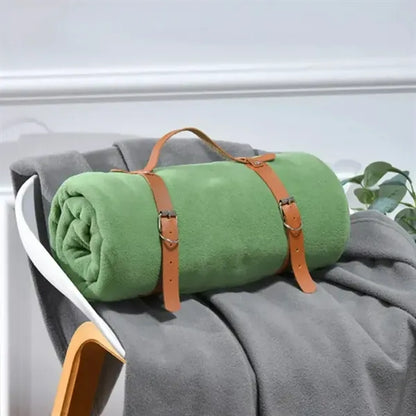 Soft Fleece Yoga Blanket with Roll-Up Strap