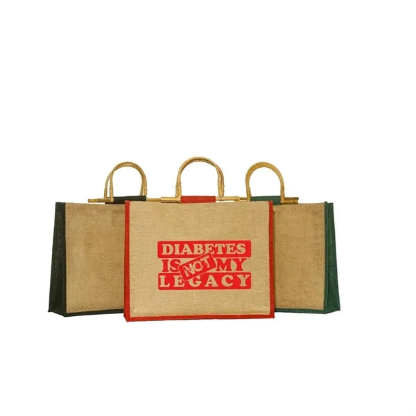 Eco-Friendly Jute Tote with Cane Handles
