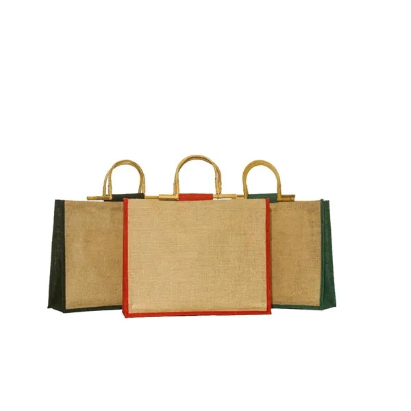 Eco-Friendly Jute Tote with Cane Handles