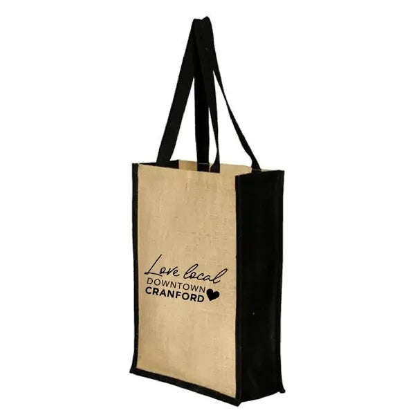 Stylish Laminated Jute & Cotton Tote with Leather Handles