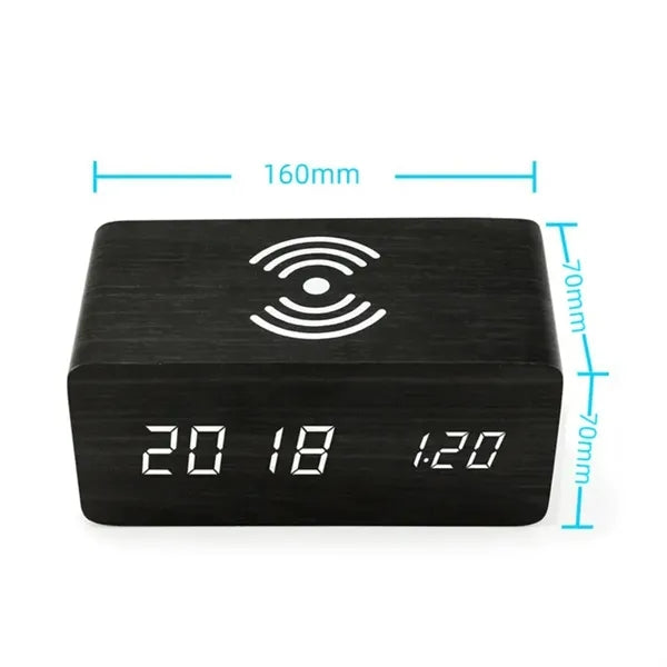 LED Digital Alarm Clock with Wireless Charging