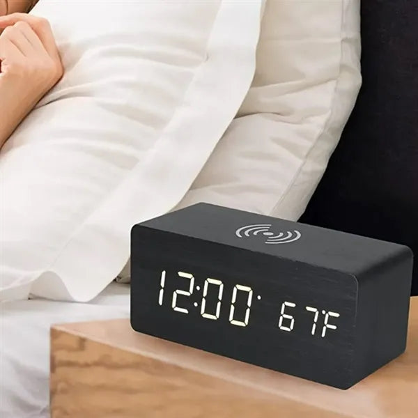 LED Digital Alarm Clock with Wireless Charging