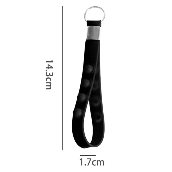 Silicone Pop Fidget Keychain Wrist Strap with Bubble Poppers