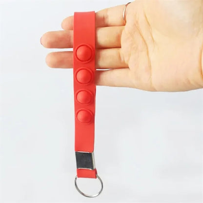 Silicone Pop Fidget Keychain Wrist Strap with Bubble Poppers