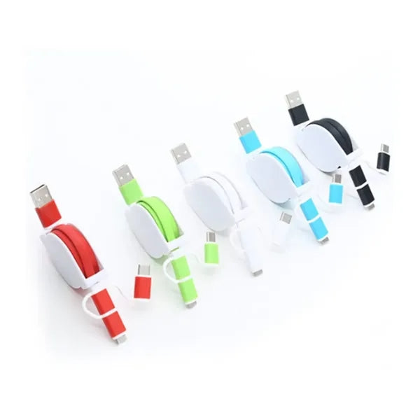 Retractable 3-in-1 Charging Cable W/ Custom Logo