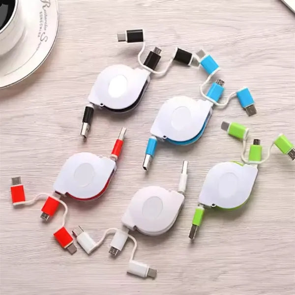 Retractable 3-in-1 Charging Cable W/ Custom Logo