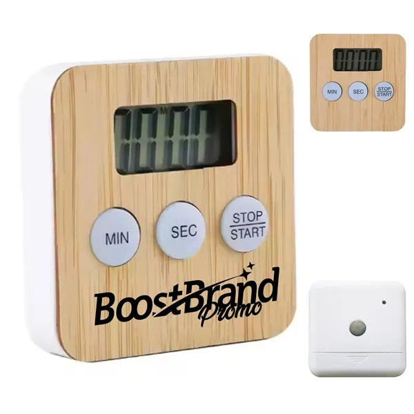 Bamboo Wood Digital Countdown Timer W/  Display