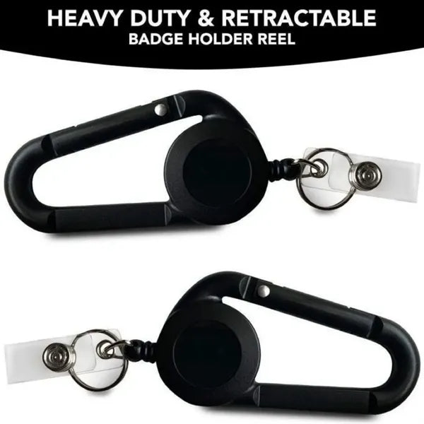 Portable Retractable ID Badge Reel Holder Carabiner Keychain