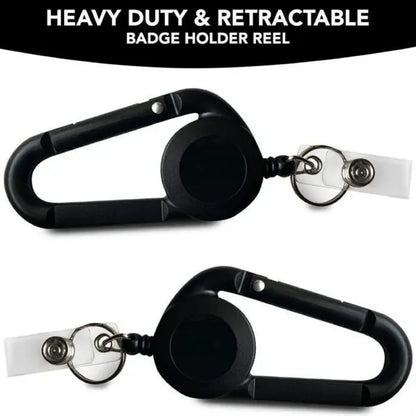Portable Retractable ID Badge Reel Holder Carabiner Keychain