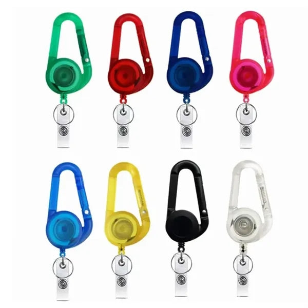 Portable Retractable ID Badge Reel Holder Carabiner Keychain