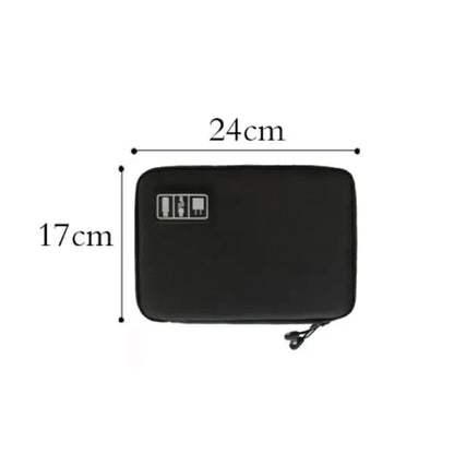 Portable Electronic Accessory Organizer Black Storage Bag