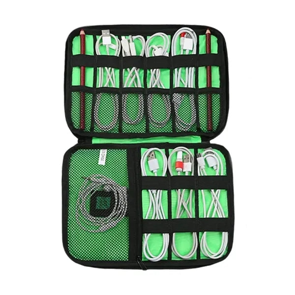 Portable Electronic Accessory Organizer Black Storage Bag