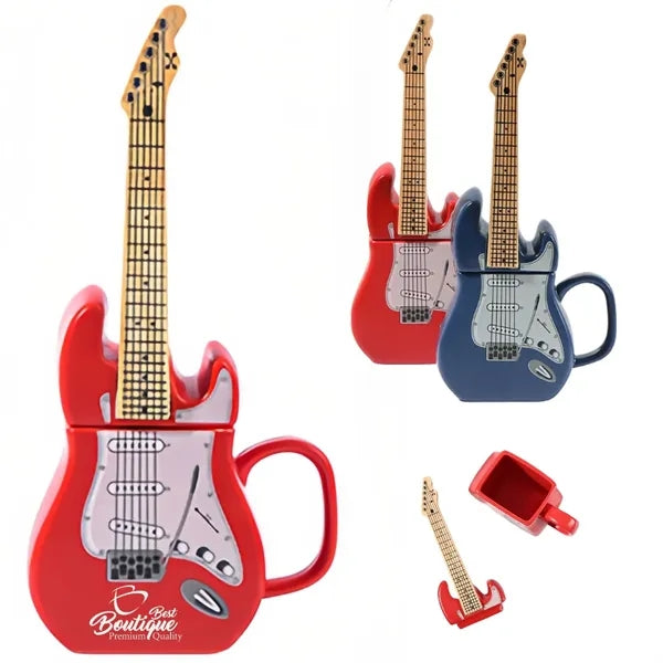 Guitar Shape Ceramic Mug Musician Music Lover