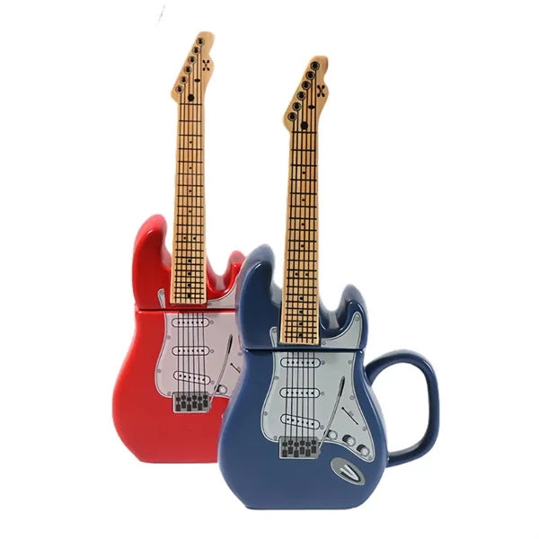 Guitar Shape Ceramic Mug Musician Music Lover